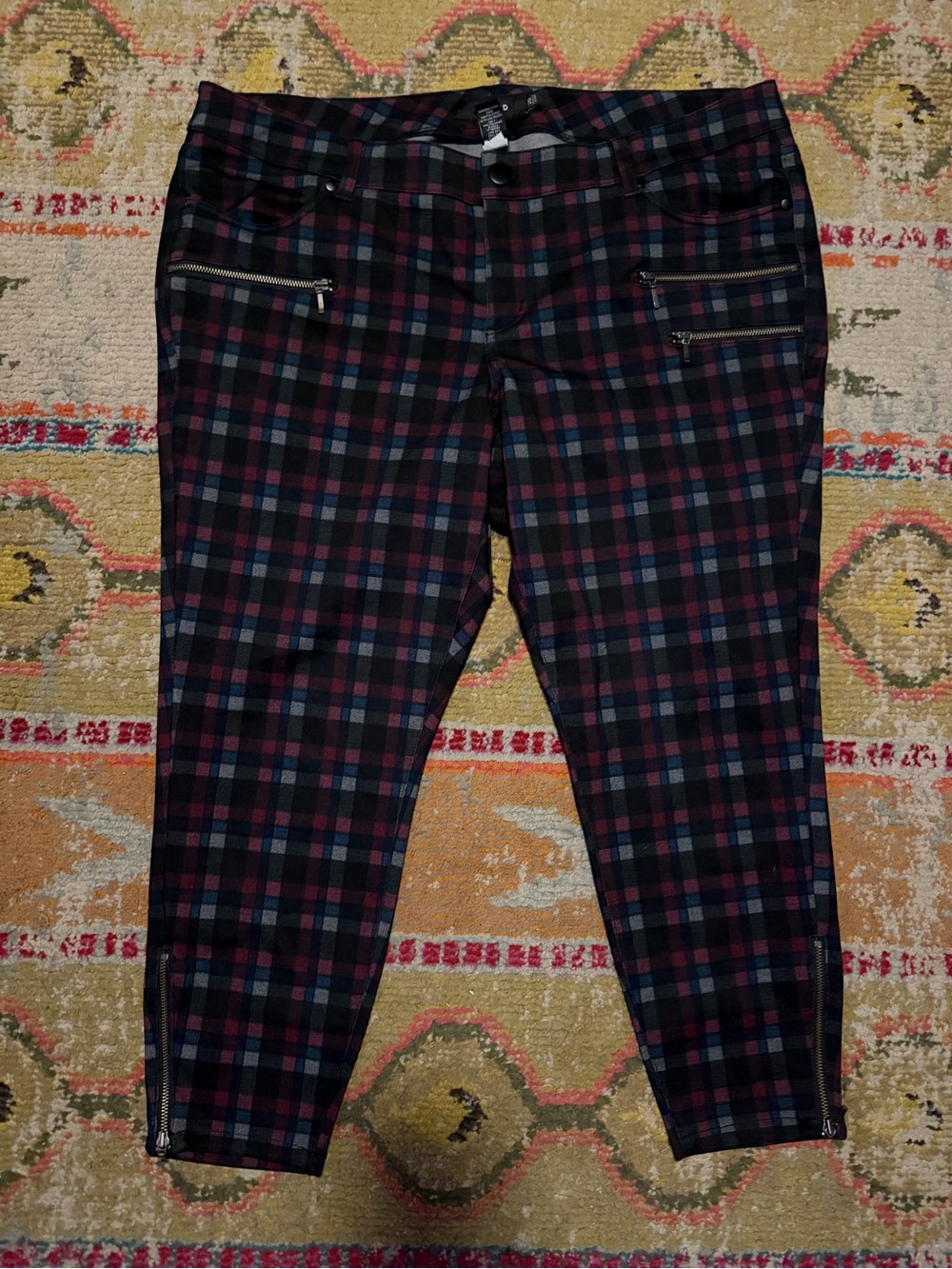 Torrid Size 20 Plaid Woman’s Slim Tapered Pants - Black and Burgundy